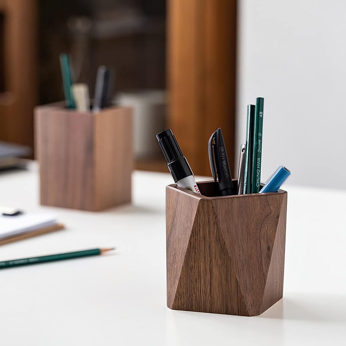Natural Solid Wood Desktop Organizer