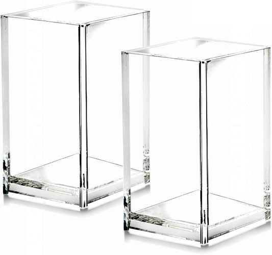 2-Pack Clear Acrylic Square Pen Holder